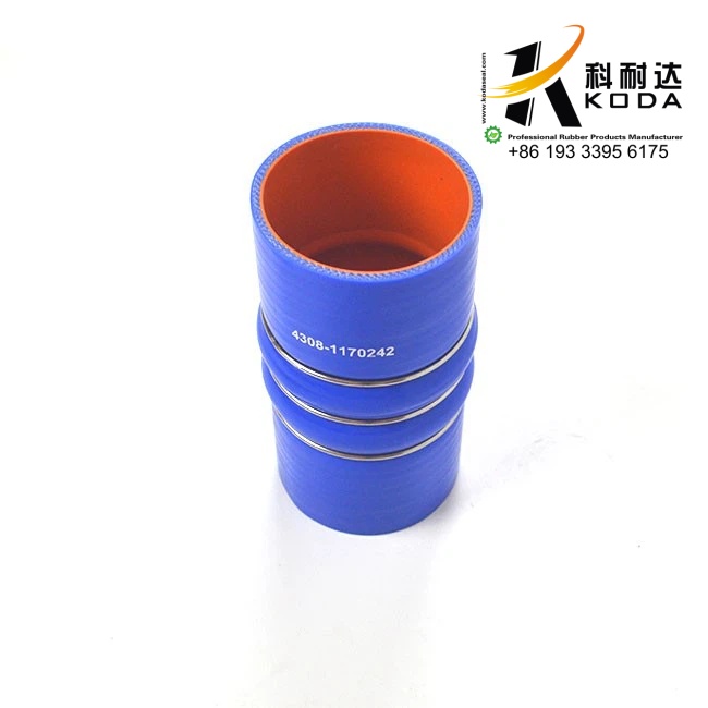 4308-1170242 75x165 Charge Air Cooler Sleeve Hose Tube 4308-1170242 Red / Blue Color For Kamaz-4308-1170242